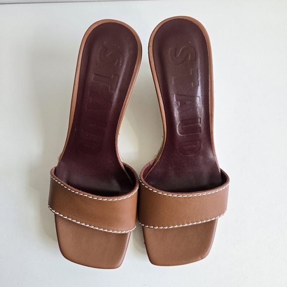 New Staud Billie Tan/Natural Espadrille Wedge Sandals Size 5 - Picture 5 of 9